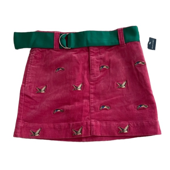 Ralph Lauren Other - Pink Ralph Lauren Skirt Girls size 12 with green belt and duck embroidery